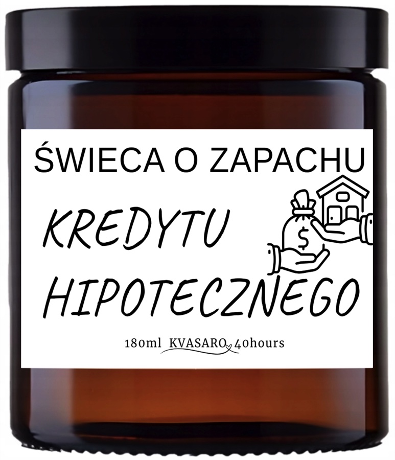 Świeca KVASARO o zapachu kredytu hipotecznego