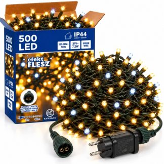 LAMPKI CHOINKOWE 40M 500LED ZEWNĘTRZNE IP44 CIEPŁY BIAŁY+FLASH