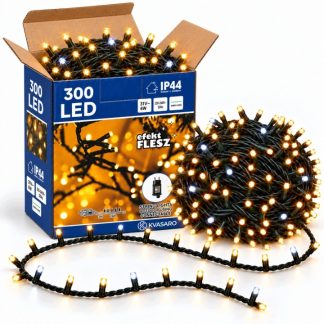 LAMPKI CHOINKOWE 24M 300LED ZEWNĘTRZNE IP44 CIEPŁY BIAŁY+FLASH