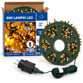 LAMPKI CHOINKOWE 64M 800LED ZEWNĘTRZNE IP44 CIEPŁY BIAŁY+FLASH