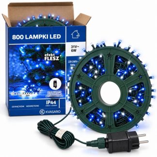 LAMPKI CHOINKOWE 64M 800LED ZEWNĘTRZNE IP44 NIEBIESKI+FLASH