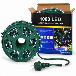 LAMPKI CHOINKOWE 80M 1000LED ZEWNĘTRZNE IP44 BIAŁY ZIMNY+FLASH