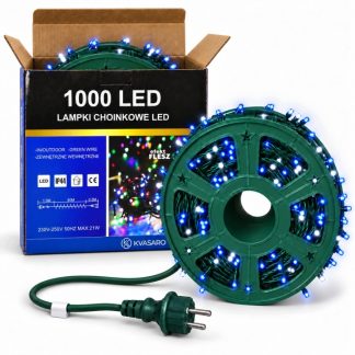 LAMPKI CHOINKOWE 80M 1000LED ZEWNĘTRZNE IP44 NIEBIESKI+FLASH