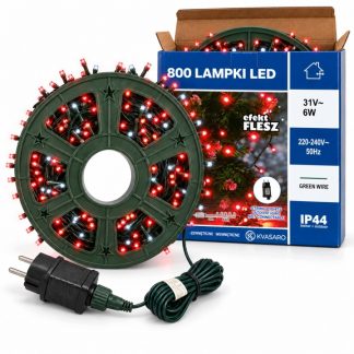 LAMPKI CHOINKOWE 64M 800LED ZEWNĘTRZNE IP44 CZERWONE ŚWIATŁO+FLASH