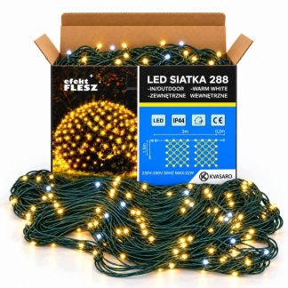 SIATKA ŚWIETLNA 288LED CIEPŁA BIEL+EFEKT FLASH 3×2M IP44