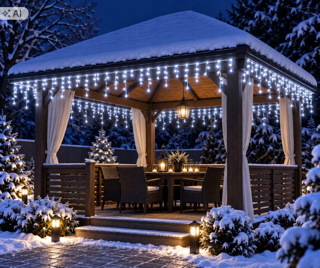 SOPLE 1000 LED KURTYNA LAMPKI ZEWNĘTRZNE IP44 BIAŁY ZIMNY + ZIMNY FLASH 50M
