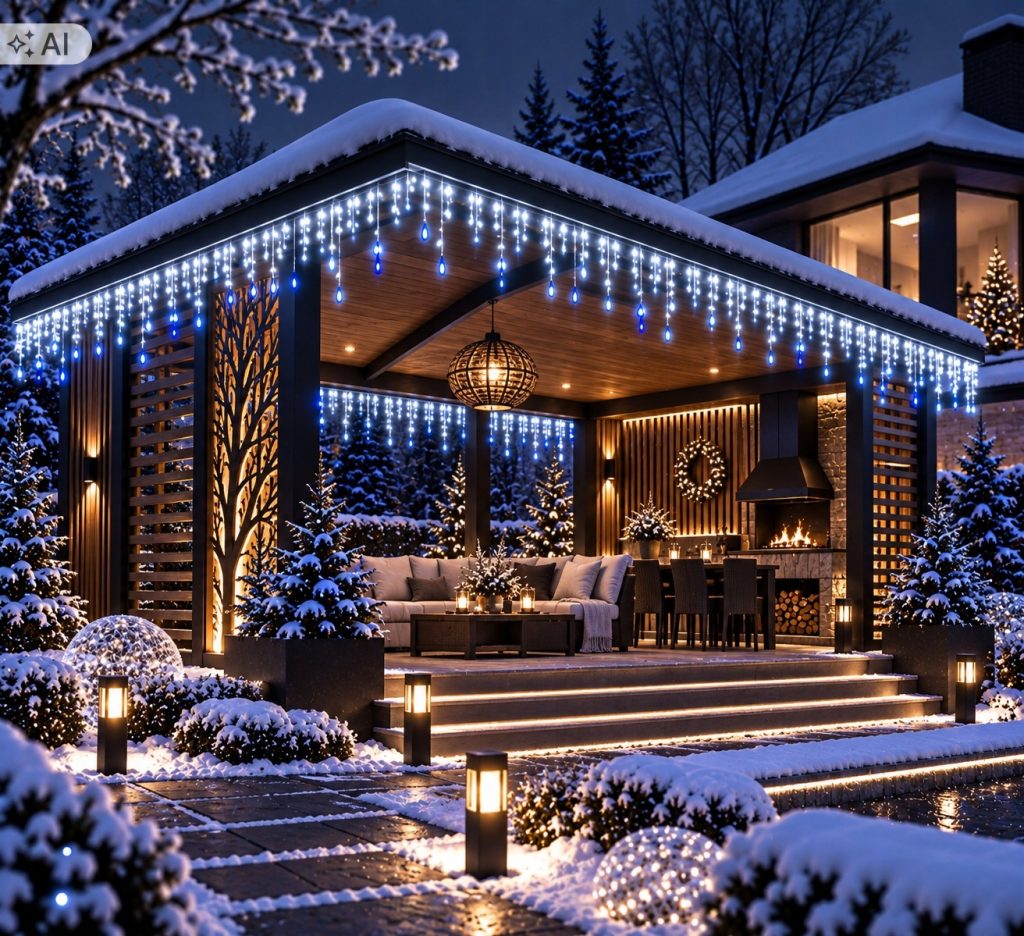 SOPLE 500LED KURTYNA LAMPKI ZEWNĘTRZNE IP44 BIAŁY ZIMNY+NIEBIESKI FLASH 25M — zielony kabel