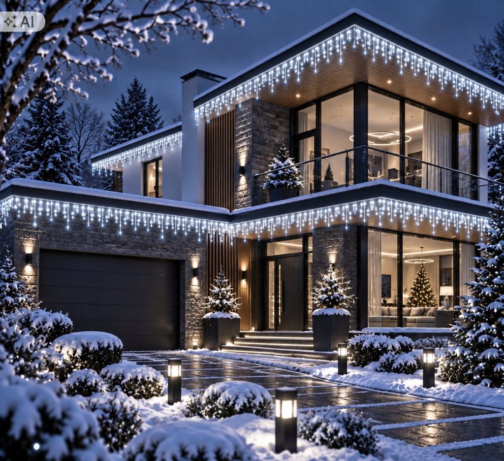 SOPLE 500LED KURTYNA LAMPKI ZEWNĘTRZNE IP44 BIAŁY ZIMNY+NIEBIESKI FLASH 25M — zielony kabel