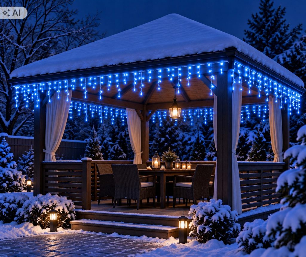 SOPLE 1000 LED KURTYNA LAMPKI ZEWNĘTRZNE IP44 NIEBIESKIE + ZIMNY FLASH 50M