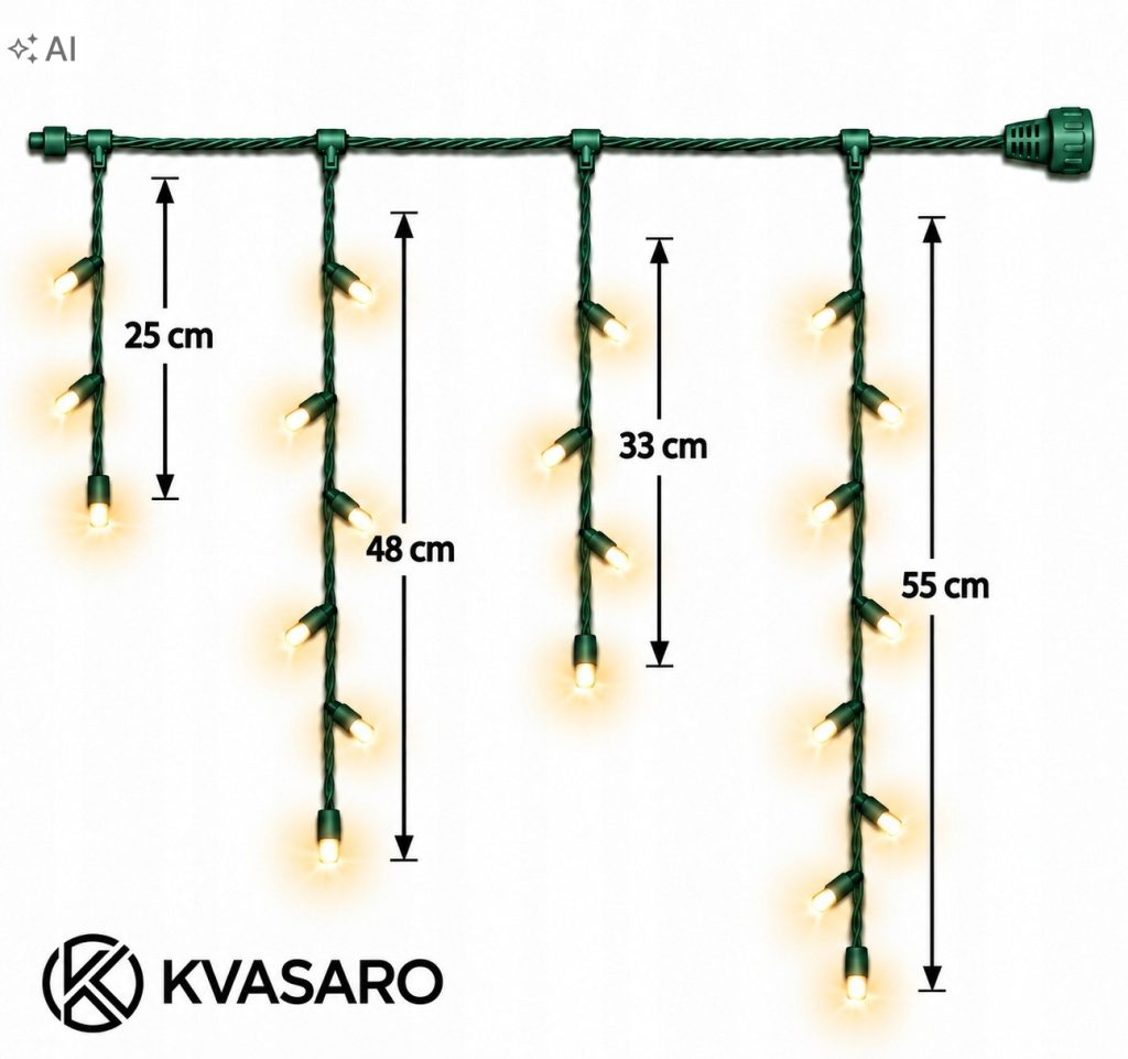 SOPLE 500LED KURTYNA ZEWNĘTRZNE IP44 BIAŁY CIEPŁY+NIEBIESKI FLASH 25M — zielony kabel