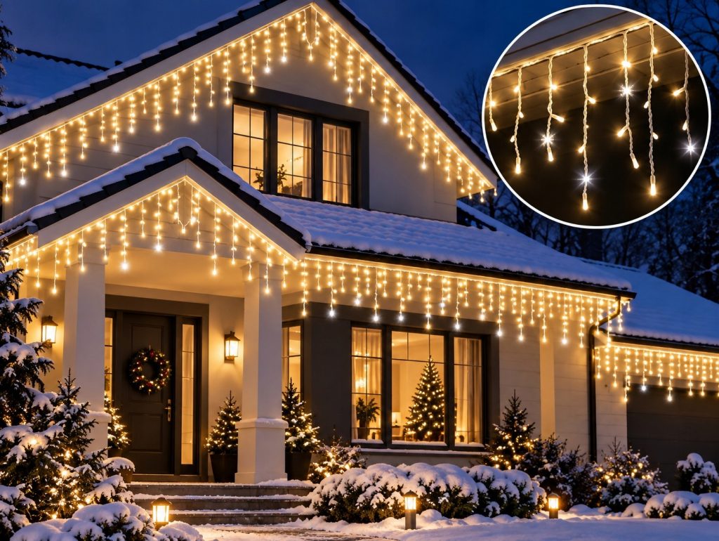 SOPLE 300 LED KURTYNA LAMPKI ZEWNĘTRZNE IP44 BIAŁY CIEPŁY+ZIMNY FLASH 13,5M