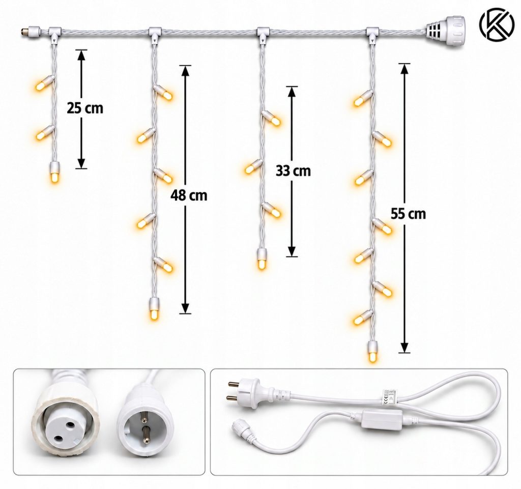 SOPLE 500 LED KURTYNA LAMPKI ZEWNĘTRZNE IP44 BIAŁY CIEPŁY + ZIMNY FLASH 25M
